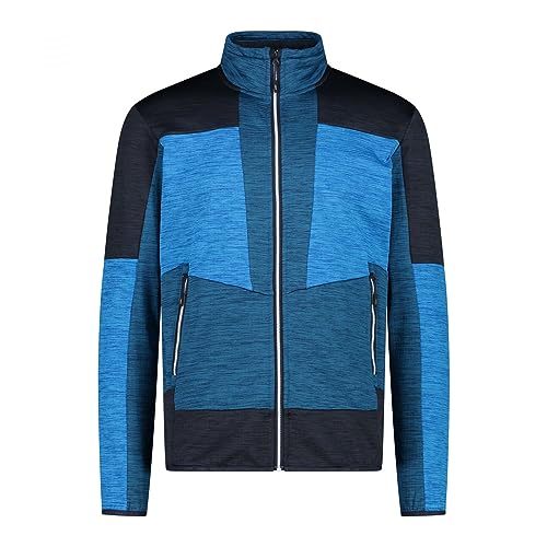 CMP M Jacket Melange Grid Tech Colorblock-Blau - Leichte atmungsaktive Herren Fleece Jacke, Größe 48 - Farbe Petrol von CMP