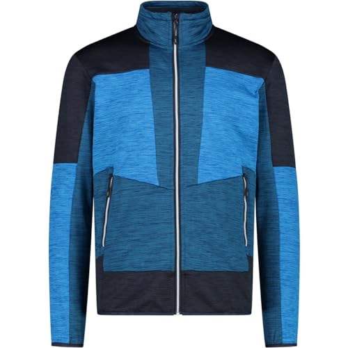 CMP M Jacket Melange Grid Tech Colorblock-Blau - Leichte atmungsaktive Herren Fleece Jacke, Größe 58 - Farbe Petrol von CMP