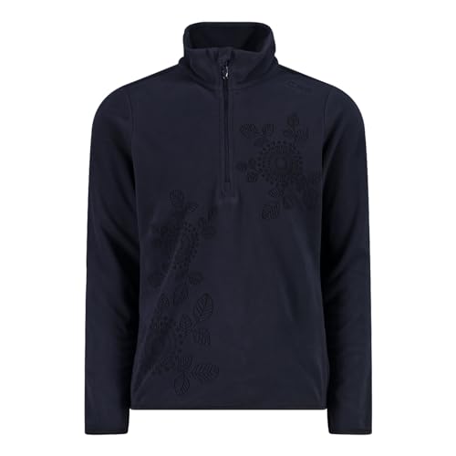 CMP Mädchen Fleecepullover Funktionsshirt Half Zip Second Layer Kid G Sweat Arctic Fleece, Farbe:Blau, Größe:152, Artikel:-N950 Black Blue von CMP