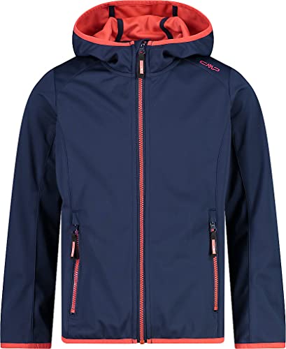 CMP Mädchen Fixed Hood Softshelljacke, Blau-Rot Kiss, 152 von CMP