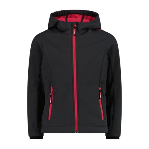 CMP Mädchen Softshelljacke mit fester Kapuze 3A29385N, Anthrazit/Karmin, 164 cm von CMP