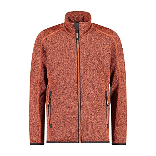 CMP Melange Fleece Jacke Knit Tech melierte Fleecejacke, Woman, Light Geraneo, 42, Orange-Anthrazit, 128 von CMP