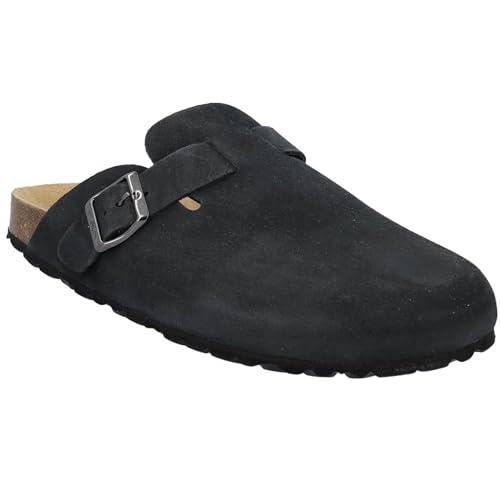 CMP NAVARRO Herren Wildleder Hausschuhe - Premium Italienischer Stil Indoor/Outdoor Slip-On Hausschuhe - Anatomisches Kork-Fußbett, Fußgewölbeunterstützung & EVA-Sohle - Made in Europe, schwarz, 44 EU von CMP