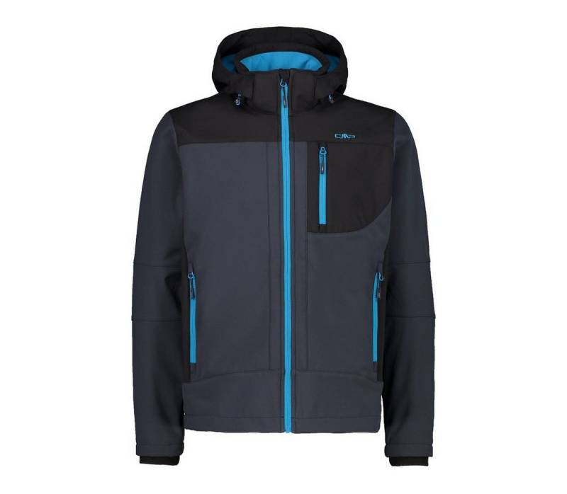 CMP Softshelljacke (winddicht, wasserabweisend) mit Kapuze anthrazitgrau/danubeblau von CMP