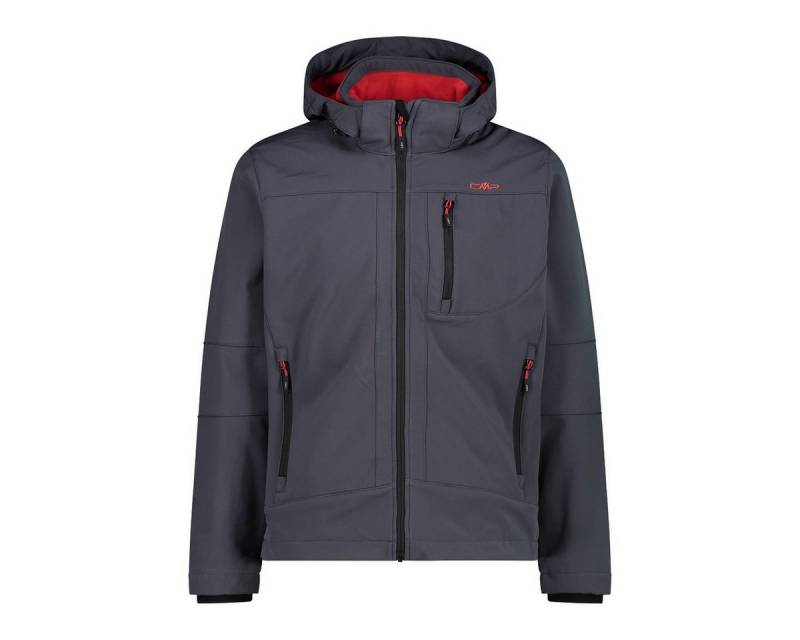 CMP Softshelljacke (winddicht, wasserabweisend) mit Kapuze titaniumgrau/rot Herren von CMP