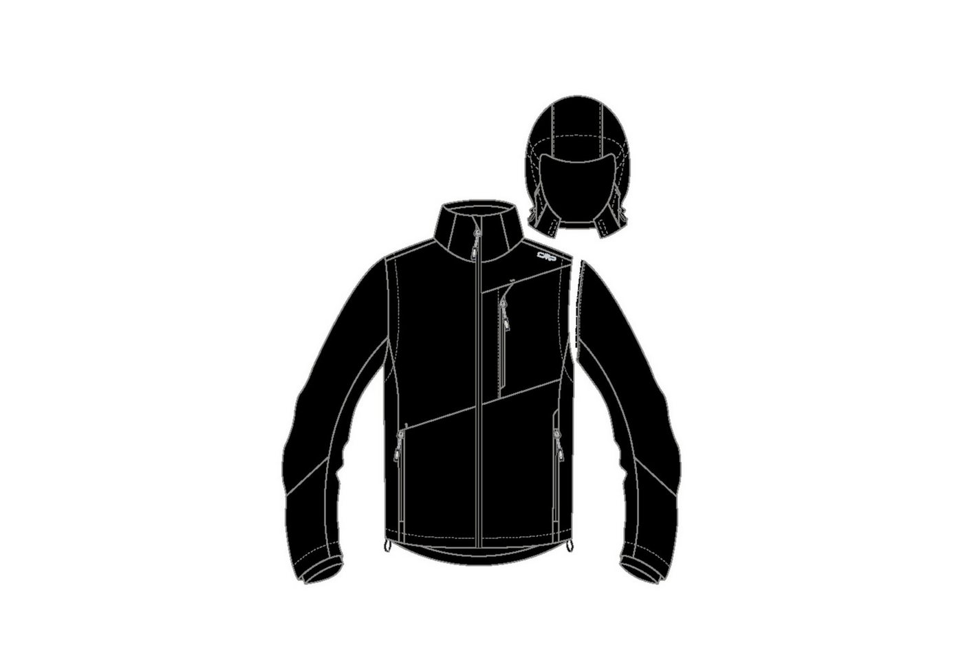 CMP Softshelljacke CMP Herren Softshelljacke MAN JACKET ZIP HOOD WITH DETAC 33A1827 von CMP