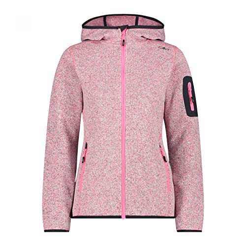 CMP Unisex Giacca in Pile Mélange Knit Tech Con Cappuccio Fleece, Rose, 60 von CMP