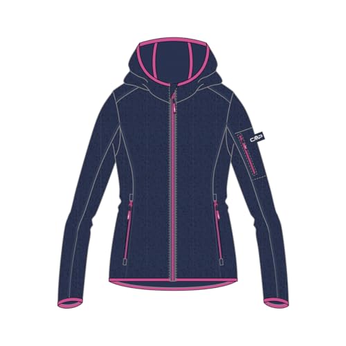 CMP Unisex Kinder Strickjacke mit Fester Kapuze, Blau/Fuchsia, 104 von CMP