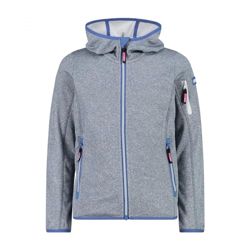 CMP Unisex Kinder Strickjacke mit Fester Kapuze, Sky-Bianco, 128 von CMP