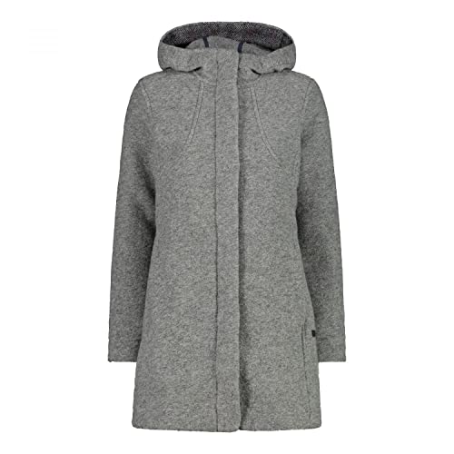 CMP W Coat Fix Hood Iv Grau - Modischer praktischer Damen Wintermantel, Größe 36 - Farbe Grey Melange von CMP