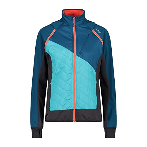 CMP W Jacket Detachable Colorblock-Blau - PrimaLoft Warme atmungsaktive Damen Softshell Jacke, Größe 40 - Farbe Deep La von CMP