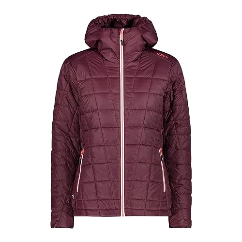 CMP W Jacket Fix Hood Polyester 20d Rot - PrimaLoft Ultraleichte robuste Damen Isolationsjacke, Größe 38 - Farbe Burgun von CMP