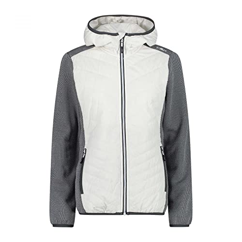 CMP W Jacket Hybrid Fix Hood Ii Colorblock - Praktische sportive Damen Hybrid Jacke, Größe 36 - Farbe Bianco Gesso von CMP