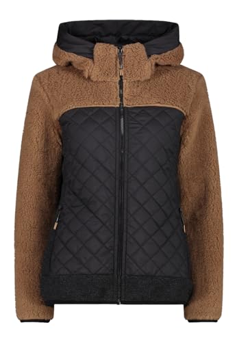 CMP W Jacket Hybrid Fix Hood Schwarz - Modische komfortable Damen Hybrid Jacke, Größe 44 - Farbe Malto von CMP