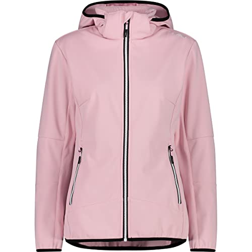 CMP W Jacket Zip Hood V Pink - Wasserabweisende atmungsaktive Damen Softshelljacke, Größe 36 - Farbe Pink von CMP