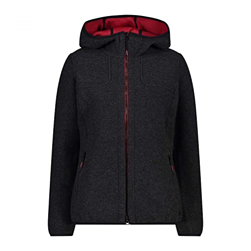 CMP Damen Hoodie Jacke, Carbone Mel.-red Wine, 40 von CMP