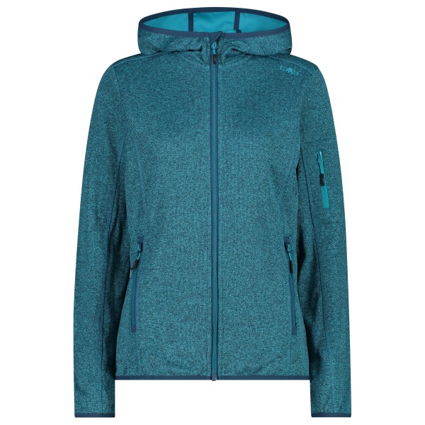 CMP - Women's Jacket Fix Hood Knitted + Mesh - Fleecejacke Gr 48 türkis von CMP