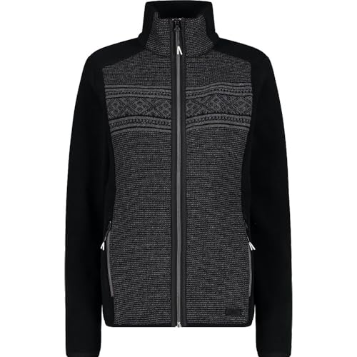 CMP Wooltech Damen Fleecejacke mit Wolleinsätzen 33J4266, Schwarz , XXL von CMP
