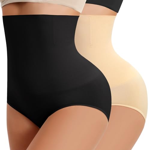 CMTOP Bauchweg Unterhose Damen Shapewear Miederhose Hohe Taille Stark Formend Bauch Weg Bauchkontrolle Unterwäsche Figurformende Tanga für Frauen(Farbe+Schwarz,M) von CMTOP