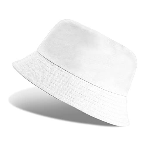 CMTOP Bucket Hat Herren Sonnenhut Damen Anglerhut,Fischerhüte Baumwolle Fischerhut Schwarz und Weiß, Sommerhut Outdoor Faltbar,Strandhut Sommerhut Sonnenhut Adumbral Hut Unisex-Weiß-B von CMTOP