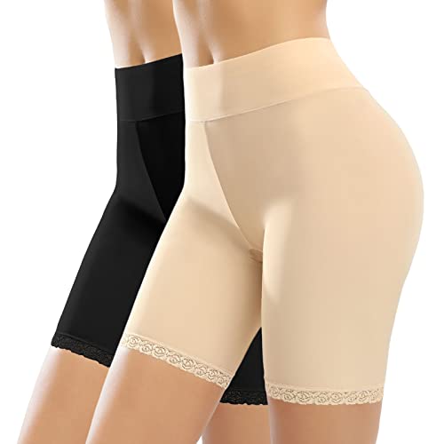 CMTOP Damen Butt Lifter Höschen Hüfte Push Up Slip Po Heber Unterhose Hip Enhancer Shapewear Miederslip Geeiste Seide Unterwäsche Mit Spitzenbesatz(Schwarz+Farbe, XL) von CMTOP