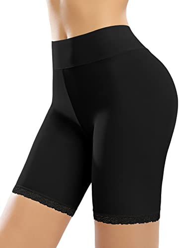 CMTOP Damen Butt Lifter Höschen Hüfte Push Up Slip Po Heber Unterhose Hip Enhancer Shapewear Miederslip Geeiste Seide Unterwäsche Mit Spitzenbesatz(Schwarz, L) von CMTOP