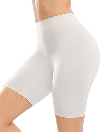 CMTOP Damen Shapewear Mieder mit Beinformer Hohe Taille Tropfen Bauch-Weg-Effekt Shapewear Ab Sofort Gültig Nahtlos Sicherheitshose (Weiß,L) von CMTOP