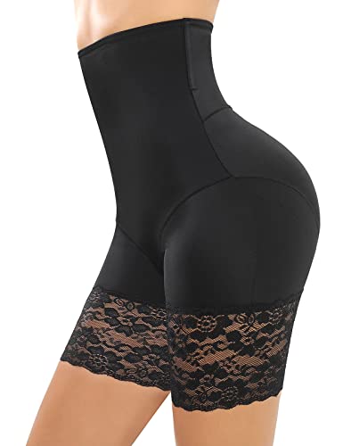 CMTOP Damen Shapewear Mieder mit Beinformer Hohe Taille Tropfen Bauch-Weg-Effekt Shapewear Ab Sofort Gültig Sicherheitshose mit Spitzenbesatz(Schwarz,M) von CMTOP