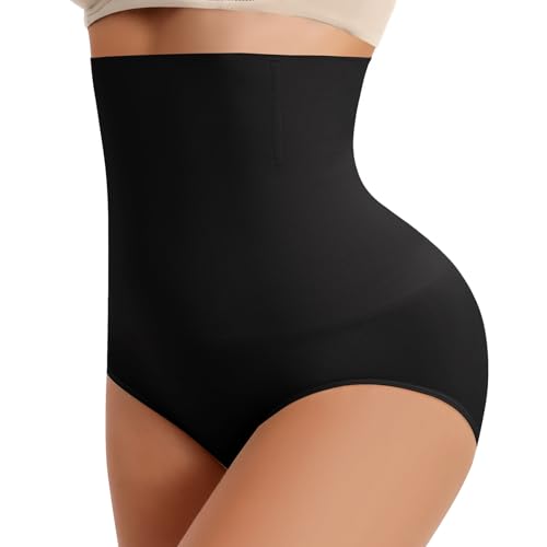 CMTOP Damen figurenformend Miederslip mit Bauch Weg Effekt Hoch Taile Bauchweg Miederhose Shapewear für Frauen Nahtlose Shapingpants (Schwarz,XXL) von CMTOP