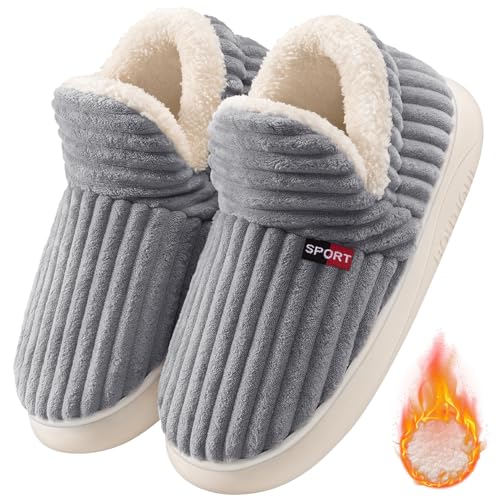 CMTOP Hausschuhe Damen Winter Antirutsch Hausschuhe Herren Wärme Wolke Hüttenschuhe Geschlossen Leicht Bequem Pantoffeln Winter Wärme Kuschel Hausschuhe(Grau,42/43 EU) von CMTOP