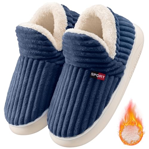 CMTOP Hausschuhe Damen Winter Antirutsch Hausschuhe Herren Wärme Wolke Hüttenschuhe Geschlossen Leicht Bequem Pantoffeln Winter Wärme Kuschel Hausschuhe(Marineblau,40/41 EU) von CMTOP