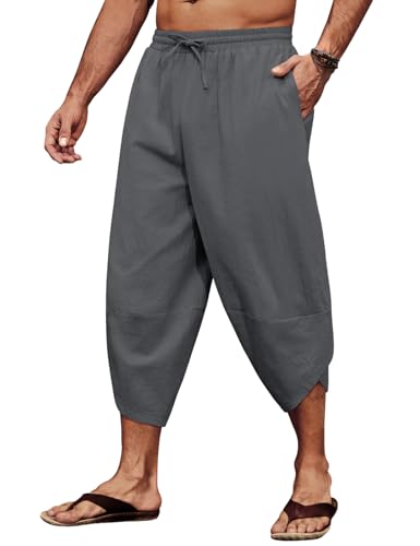 CMTOP Hose Herren Leichte 3/4 Sommerhose Baggy Freizeithose Strandhose Yoga Hose Elastische Taille Baumwolle Haremshose mit Kordelzug und Taschen CMTOP Hose Herren Leichte 3/4 Sommerhose Baggy Freizeithose Strandhose Yoga Hose Elastische Taille Baumwolle Haremshose mit Kordelzug und Taschen von CMTOP