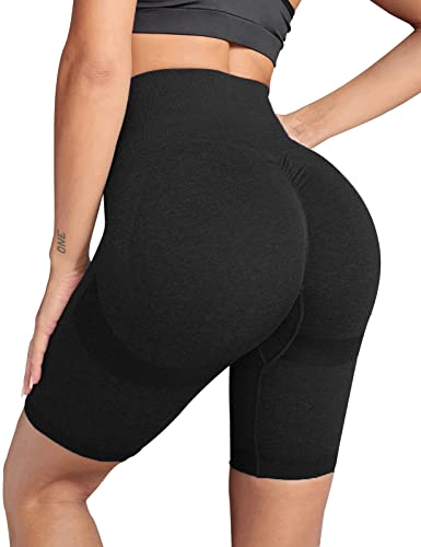 CMTOP Kurze Sporthose Damen Leggings Hohe Taille Push Up Yoga Shorts Fitness Training Laufshorts Yogahose(2-Schwarz,L) von CMTOP