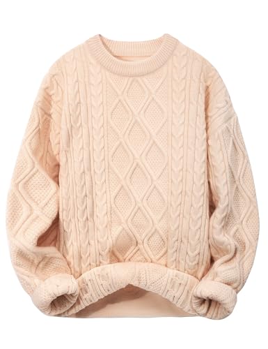 CMTOP Pullover Damen Winter Langarm Strickpullover Warm Lässige Winterpullover Rundhals Oversize Grobstrick Pulli Elegante Weich Bequem Jumper Sweater Lose Tops von CMTOP