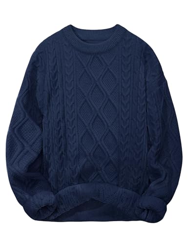 CMTOP Pullover Damen Winter Langarm Strickpullover Warm Lässige Winterpullover Rundhals Oversize Grobstrick Pulli Elegante Weich Bequem Jumper Sweater Lose Tops von CMTOP