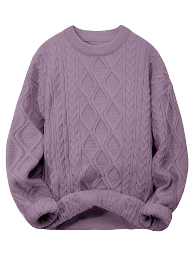 CMTOP Pullover Damen Winter Langarm Strickpullover Warm Lässige Winterpullover Rundhals Oversize Grobstrick Pulli Elegante Weich Bequem Jumper Sweater Lose Tops von CMTOP