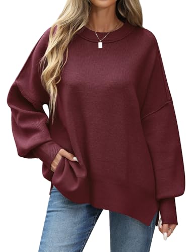CMTOP Pullover Damen Winter Oversize Rundhals Langarm Loose Strickpullover Warm Lässig Winterpullover Strick Pulli Sweatshirt Herbst von CMTOP