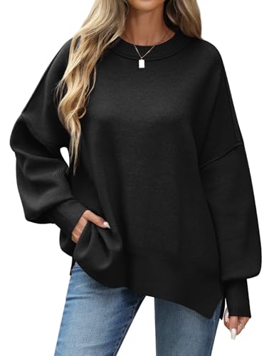 CMTOP Pullover Damen Winter Oversize Rundhals Langarm Loose Strickpullover Warm Lässig Winterpullover Strick Pulli Sweatshirt Herbst von CMTOP