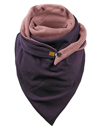 CMTOP Schal Damen Winter Dreieck Groß Frauen Schals mit Knopf Dreieckschal Baumwolle Warme übergroßer Soft Herbstschal Winterschal Scarf Poncho(W4-V,Einheitsgröße) von CMTOP