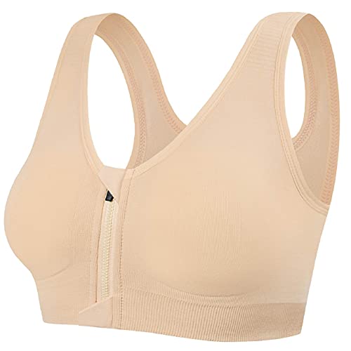 CMTOP Sport BH Yoga Bustier Damen Bras,Vorderverschluss Ohne Bügel Gepolstert Mit Abnehmbaren Pads,für Gymnastik Beim Joggen Fitness Training Yoga BH Top-Farbe-XXL von CMTOP