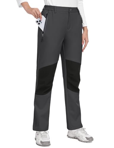 CMTOP Wanderhose Damen Outdoorhose Wasserdicht Trekkinghose Winter Gefüttert Thermohose Softshellhose Skihose Outdoor Warm Leichte Winddicht Schneehose Regenhose Funktionshose von CMTOP