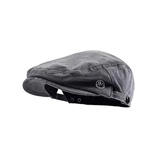 CMUNDLJQ 2 in 1 Vintage Look Cord Baseball Cap Barett Baskenmütze Schirmmütze Newsboy Verstellbar Schiebermütze Flatcap Für Herren und Damen (Grau) von CMUNDLJQ