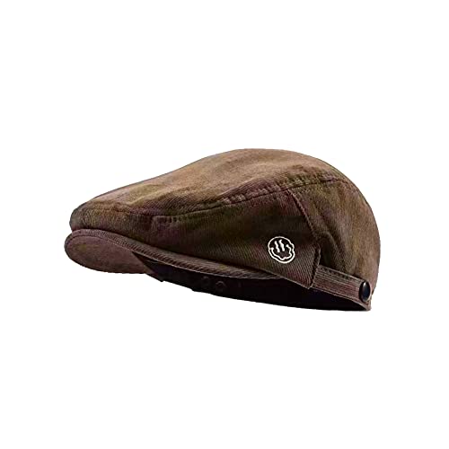 CMUNDLJQ 2 in 1 Vintage Look Cord Baseball Cap Barett Baskenmütze Schirmmütze Newsboy Verstellbar Schiebermütze Flatcap Für Herren und Damen (Khaki) von CMUNDLJQ