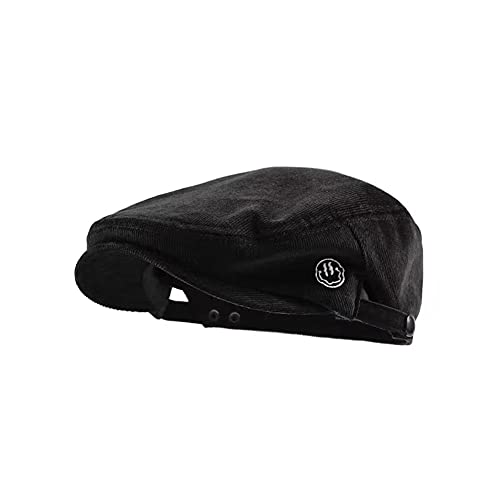 CMUNDLJQ 2 in 1 Vintage Look Cord Baseball Cap Barett Baskenmütze Schirmmütze Newsboy Verstellbar Schiebermütze Flatcap Für Herren und Damen (Schwarz) von CMUNDLJQ