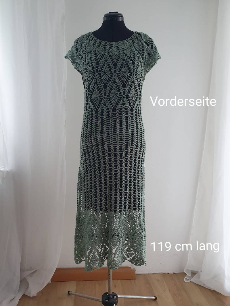 Fertiges Häkelkleid, Keine Anleitung Ananasmuster, Grüne Baumwolle, Sommerkleid, Unikat von CMUnikate