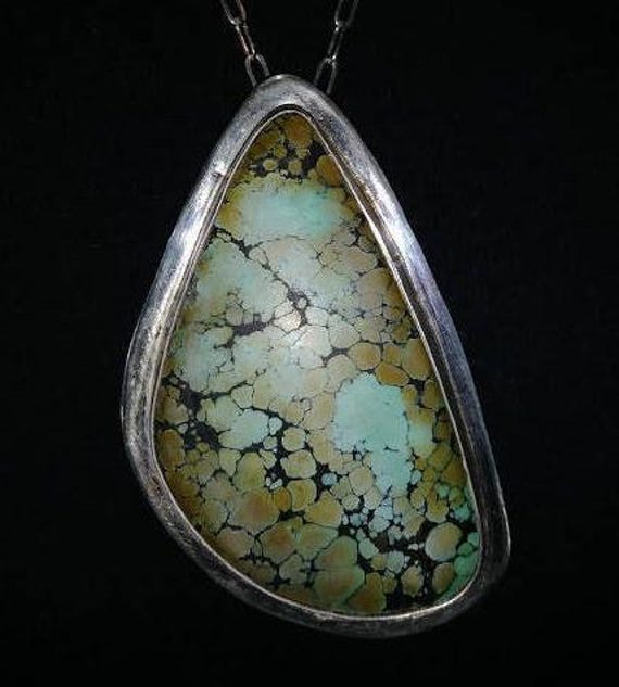 Spinnennetz Türkis 2, 75 "Anhänger. Sterling Silber. Natürlicher Türkis. Halskette. Tibet Mit Kette Spinnennetz Türkis 2, 75 "Anhänger. Sterling Silber. Natürlicher Türkis. Halskette. Tibet Mit Kette von CMarieArtworks