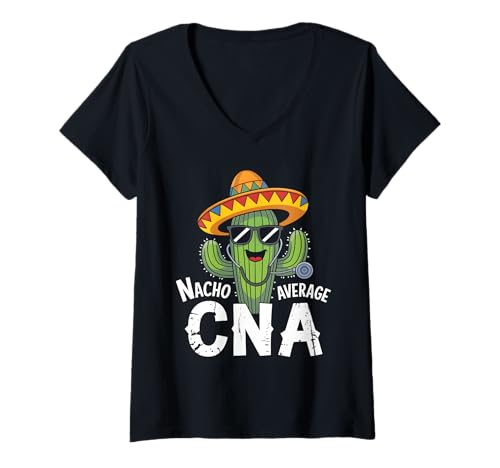 Damen Lustiger Nacho Average CNA-Krankenschwester Cinco De Mayo T-Shirt mit V-Ausschnitt Damen Lustiger Nacho Average CNA-Krankenschwester Cinco De Mayo T-Shirt mit V-Ausschnitt von CNA Nurse Appreciation Funny Medical Design
