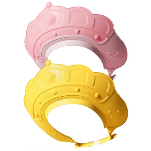 2pcs Duschkappe für Kinder 0-12 Jahre einstellbare weiche Kronenform Baby Haarwäsche Schild Nicht-Rutsch-Anti-Reflux-Bad Visor für Kleinkinder Babybad Essentials. von CNAFGBGG