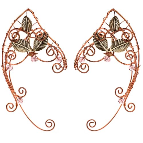 2pcs Elf Ohrmanschetten mit Perlen & Blättern kurviger Elf Ohr-Ohrschmuck Wrack-Around & Non-Piercing-Clip an Ohrringen für Frauen-Kostüm-Party-Cosplay-Accessoires. 2pcs Elf Ohrmanschetten mit Perlen & Blättern kurviger Elf Ohr-Ohrschmuck Wrack-Around & Non-Piercing-Clip an Ohrringen für Frauen-Kostüm-Party-Cosplay-Accessoires. von CNAFGBGG