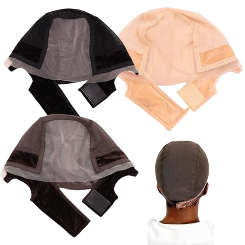 3pcs Perückenkappe, nicht rutschfeste, verstellbare elastische weiche Samt-Spitzenperücke Grip, bequem atmungsaktive Kopfbänder für Frauen. von CNAFGBGG